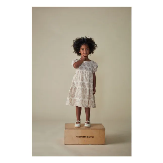 Robe Fleurs Coton Bio | Ecru