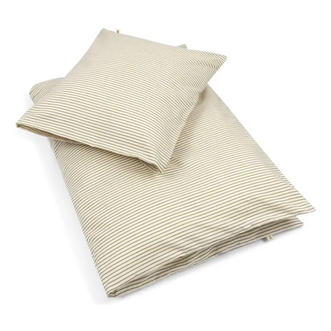 Tea Stripe bed linen set | Khaki