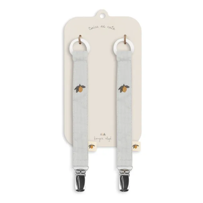 Attaches-tétine en seersucker - Set de 2 | Blanc