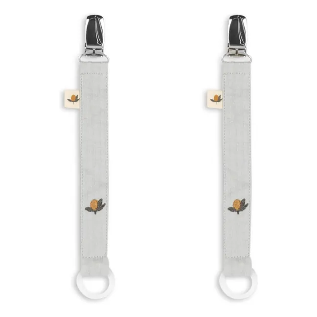 Attaches-tétine en seersucker - Set de 2 | Blanc
