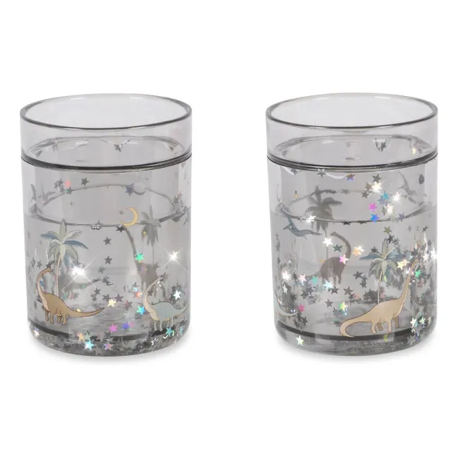 Dino Glitter-Becher - 2er-Set | Beige