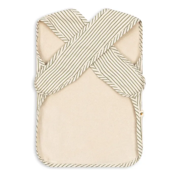 Bavoir Comea en coton bio Tea Stripe | Ecru- Image produit n°2