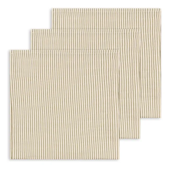 Pañales de algodón orgánico Tea Stripe - Lote de 3 | Beige
