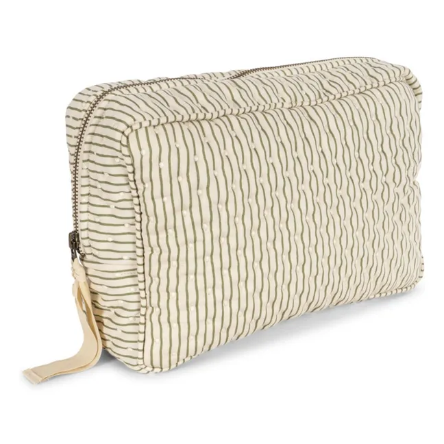 Neceser de algodón ecológico Tea Stripe | Crudo