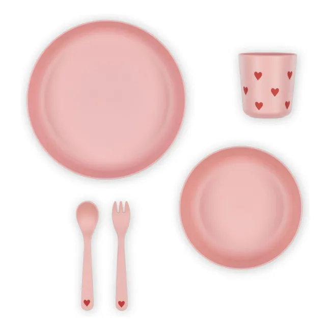 Set di stoviglie PLA Cuori | Rosa