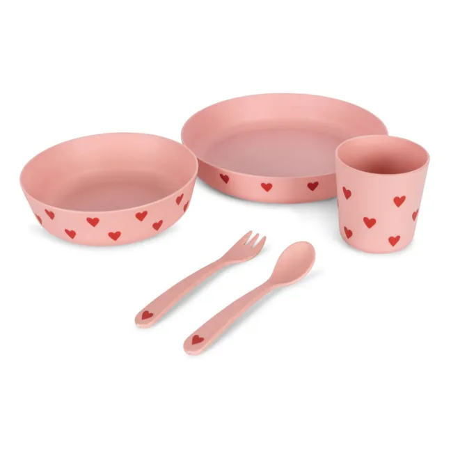 Set di stoviglie PLA Cuori | Rosa