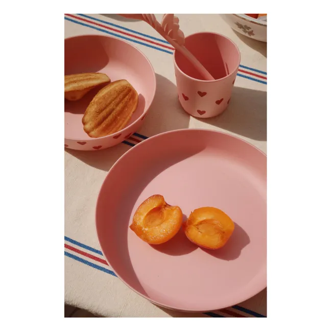 Set vaisselle en PLA Cœurs | Rose