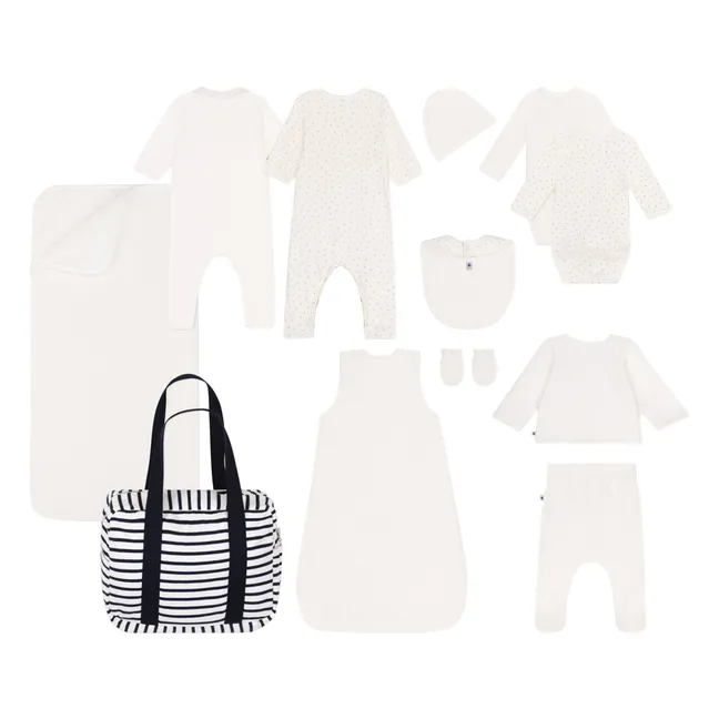 Valise de Maternité Rayure Coton Bio | Bleu marine