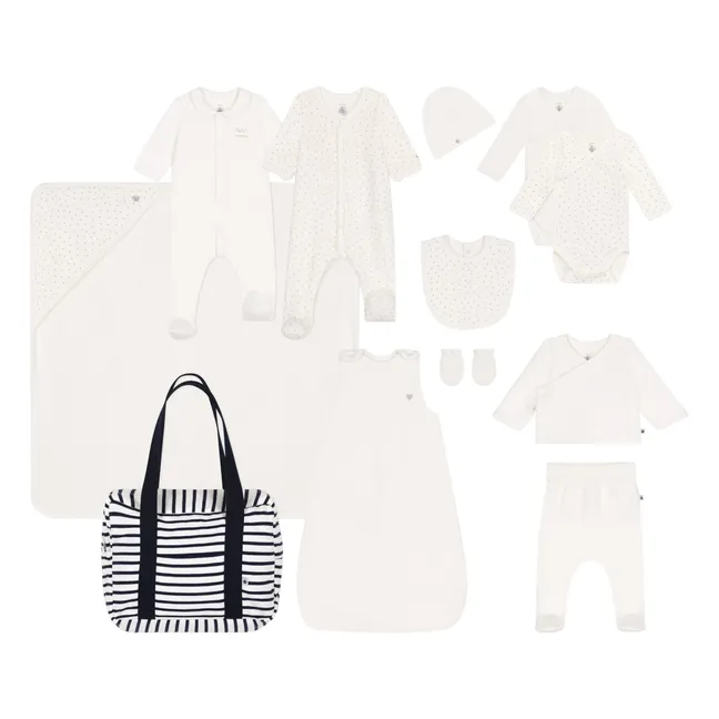 Valise de Maternité Rayure Coton Bio | Bleu marine