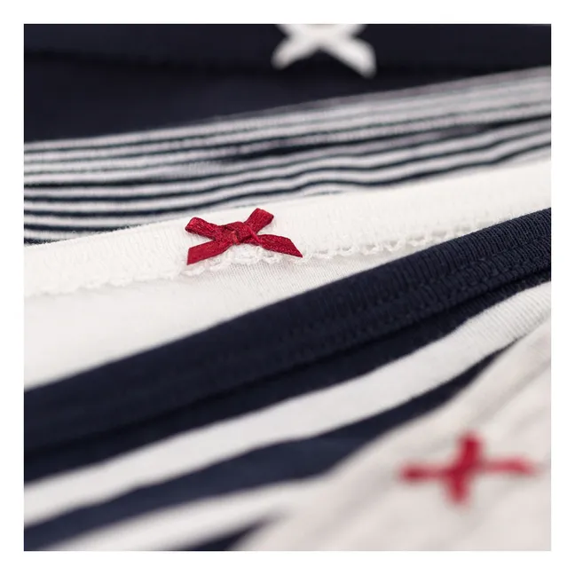 Confezione da 5 slip a righe in cotone biologico | Blu marino