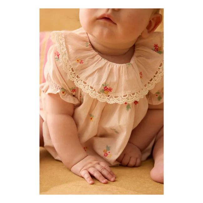 Yolia Organic Cotton romper | Powder pink