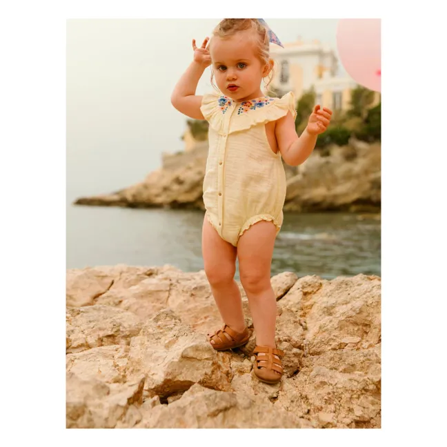 Barboteuse Jade Gaze de Coton Bio | Crème