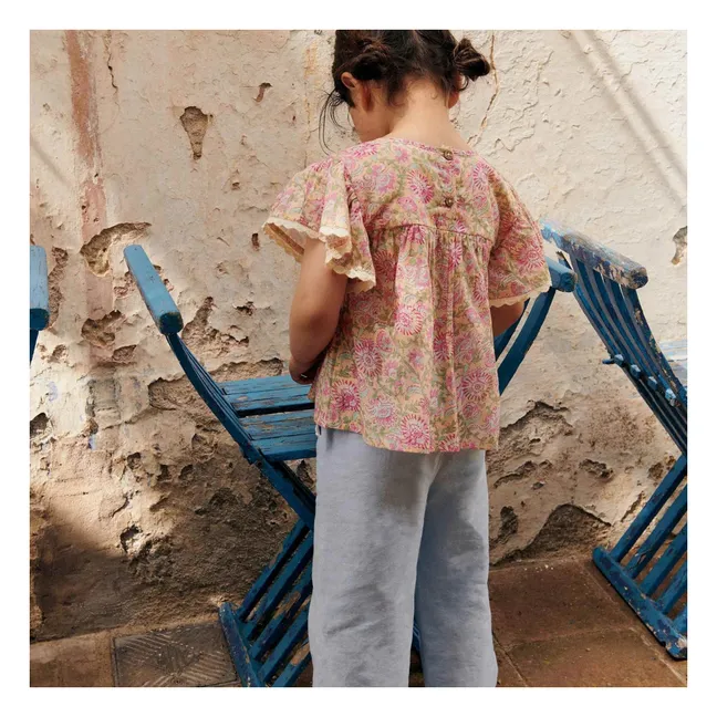 Pantalones Flor de algodón orgánico | Azul Cielo