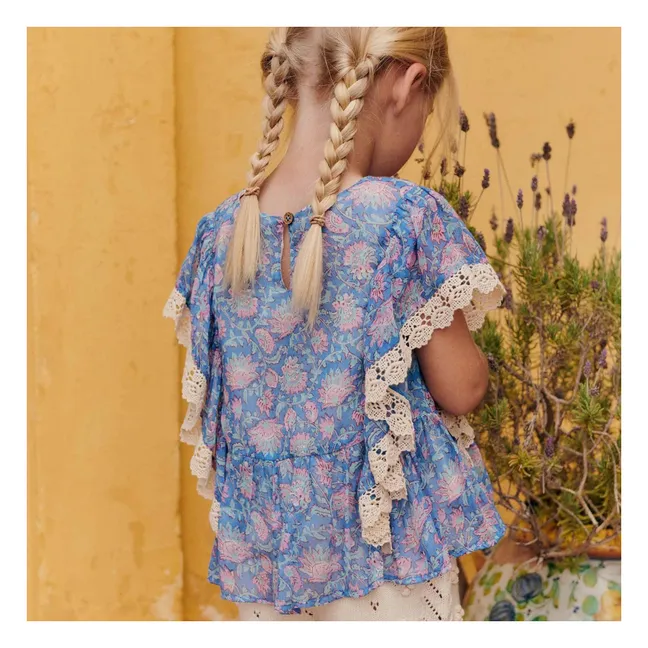 Blusa de algodón ecológico Inès | Azul
