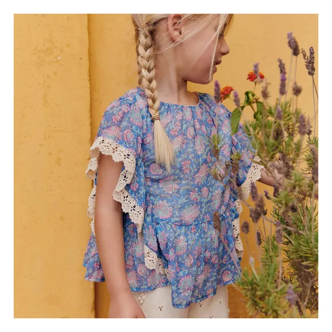 Blusa de algodón ecológico Inès | Azul