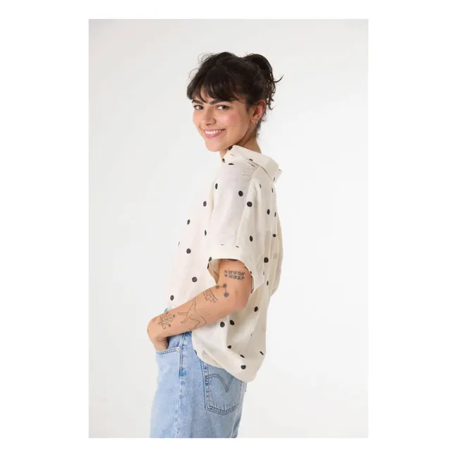 Louisa Polka shirt | Ecru