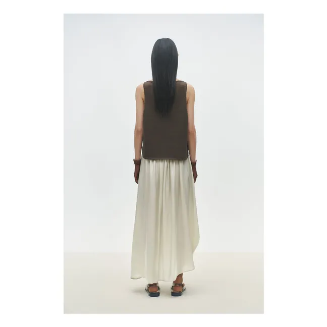 Organic cotton sleeveless cardigan | Brown