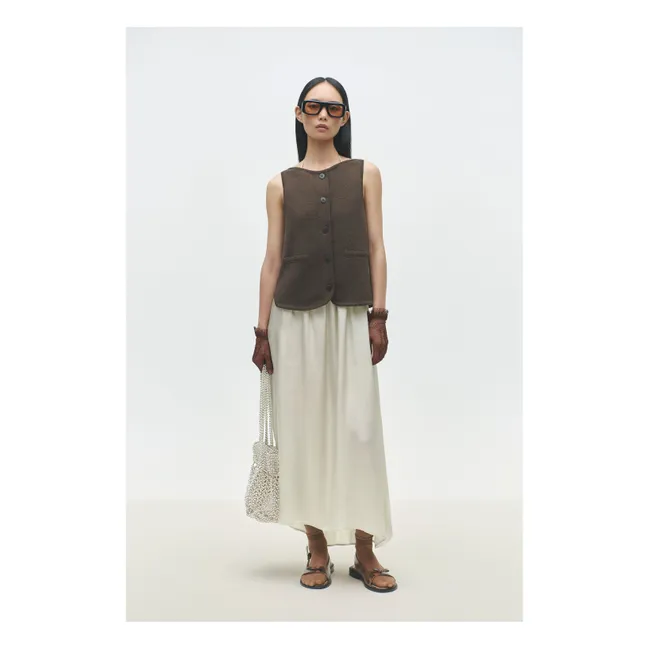 Organic cotton sleeveless cardigan | Brown