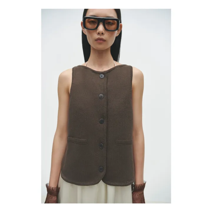 Gilet Sans Manches Coton Bio | Marron- Image produit n°1