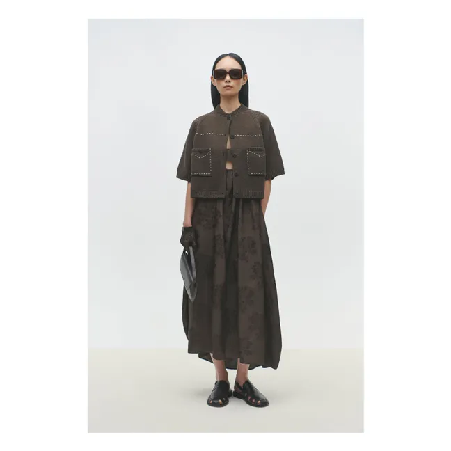 Organic Cotton Contrast Seams Vest | Brown