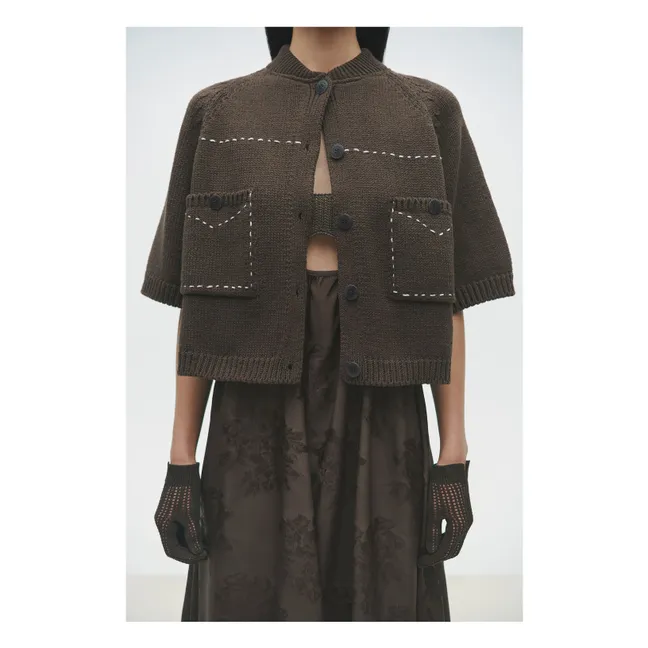 Organic Cotton Contrast Seams Vest | Brown