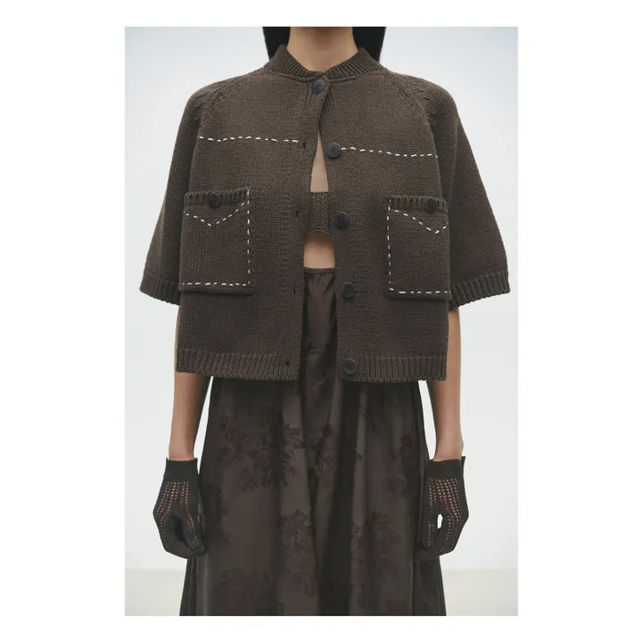 Gilet Coutures Contrastées Coton Bio | Marron- Image produit n°1