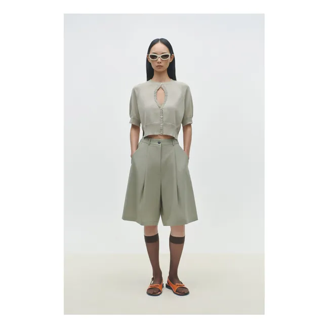 Organic Cotton Cut-Out Cardigan | Pearl grey