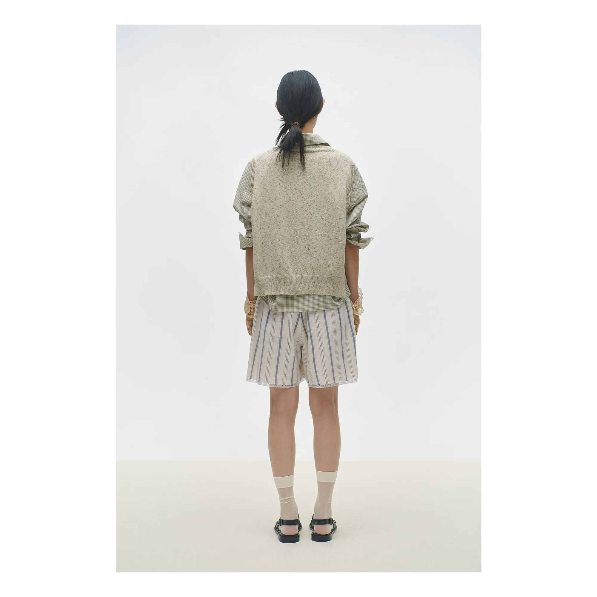 Gilet Sans Manches Chiné | Naturel- Image produit n°4