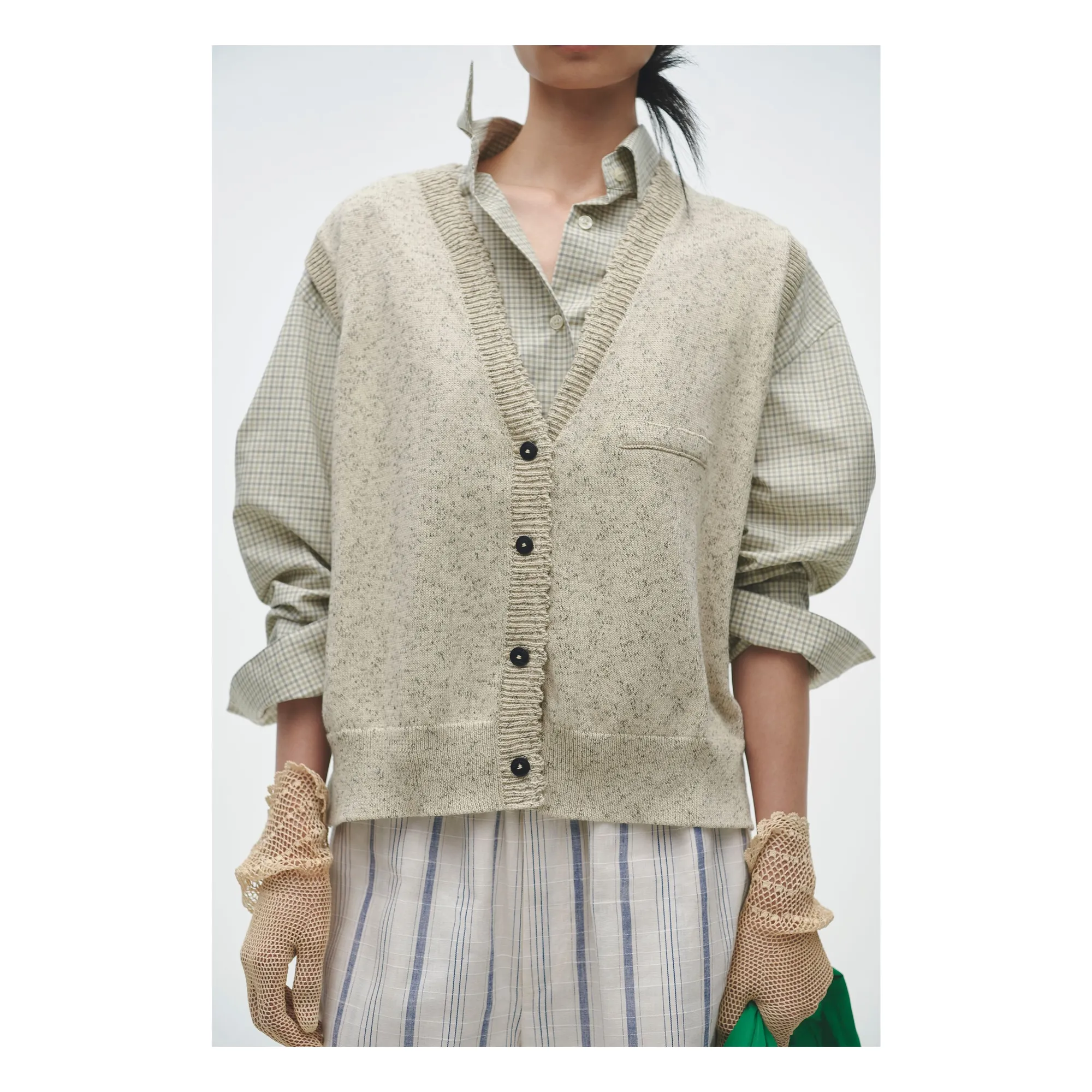 Gilet Sans Manches Chiné | Naturel- Image produit n°1