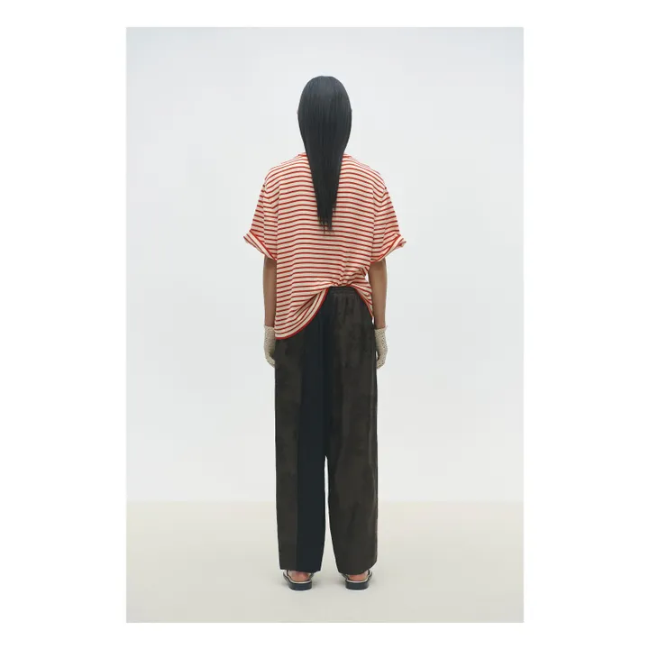 T-shirt Oversize Rayures Coton Bio | Rouge- Image produit n°2