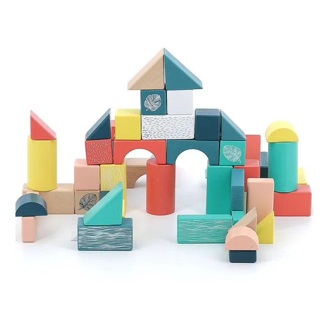 Jeu de construction en bois Sous la canopée - Boîte de 54