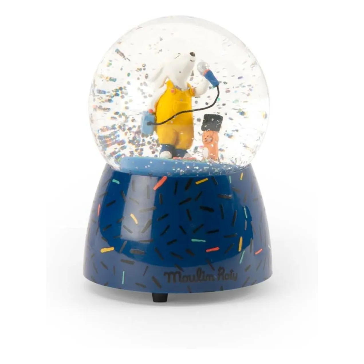 Moulin Roty Blue Pilou Musical Snow Globe