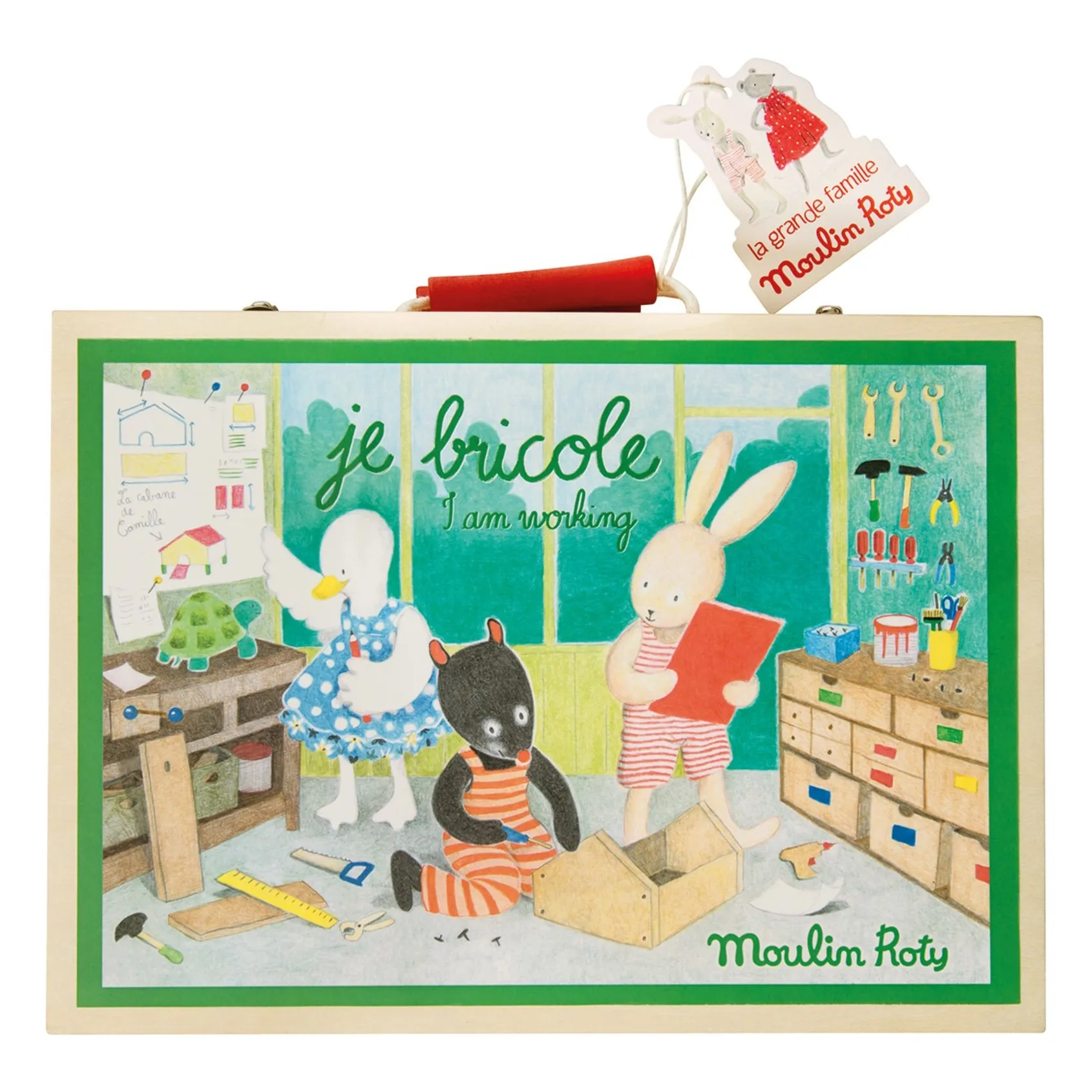 Moulin Roty Green La Grande Famille Do-It-Yourself Suitcase