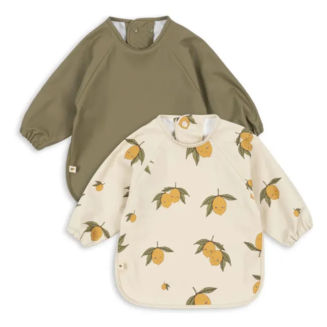 Sweet and Sour Lätzchen mit Ärmeln - 2er-Set | Khaki