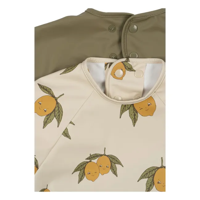 Sweet and Sour Lätzchen mit Ärmeln - 2er-Set | Khaki