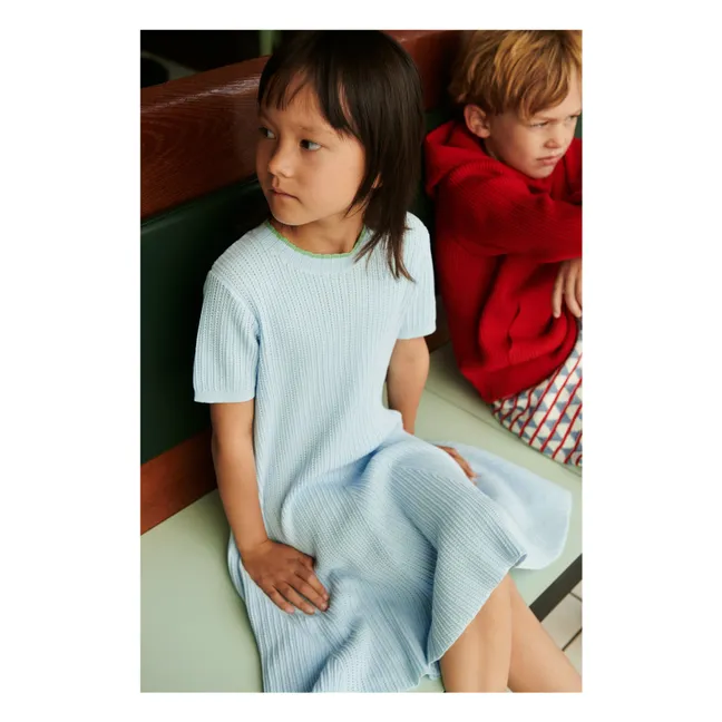 Vestido de punto fino de algodón orgánico | Azul Cielo