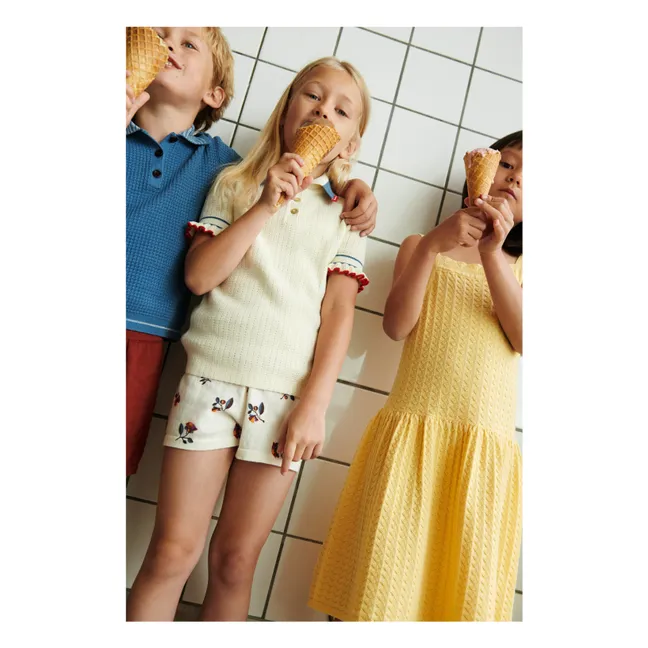 Sommerkleid Feinmaschig Bio-Baumwolle | Blasses Gelb