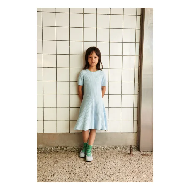 Vestido de punto fino de algodón orgánico | Azul Cielo