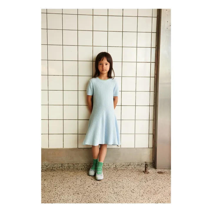 Robe Maille Fine Coton Bio | Bleu ciel- Image produit n°1