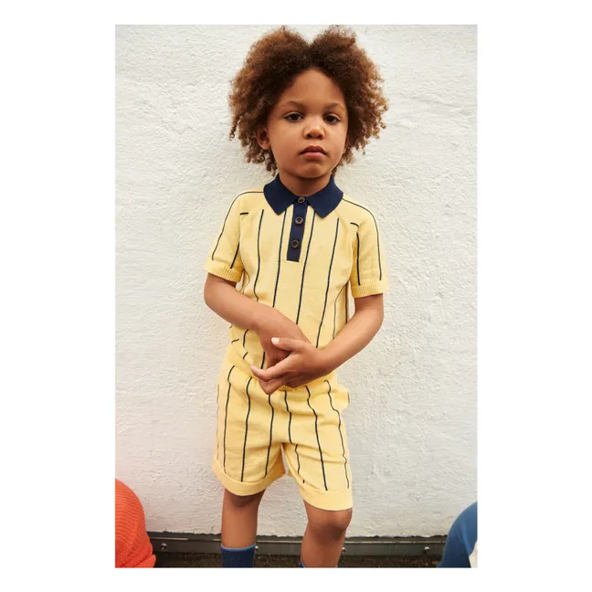 Gestreiftes Poloshirt aus Bio-Baumwolle | Blasses Gelb