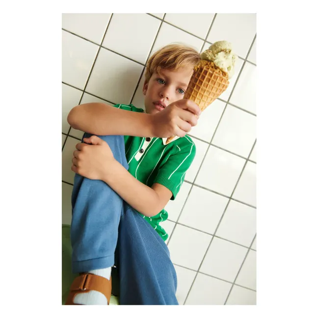 Gestreiftes Poloshirt aus Bio-Baumwolle | Grün