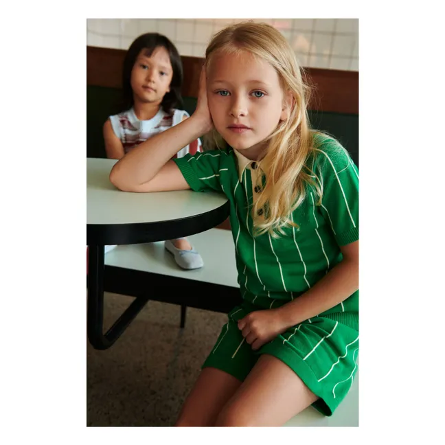 Polo a righe Maglia fine Cotone organico | Verde