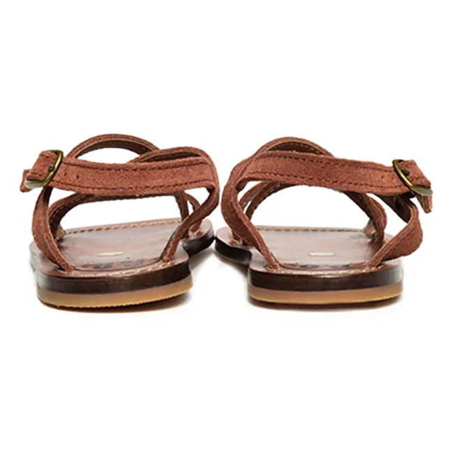 Strappy Cross Sandals | Brown