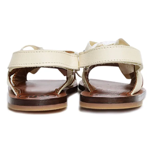 Sandalen mit Doppelschleife | Seidenfarben
