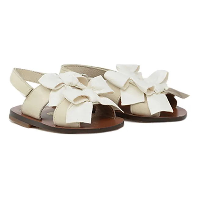 Sandalen mit Doppelschleife | Seidenfarben