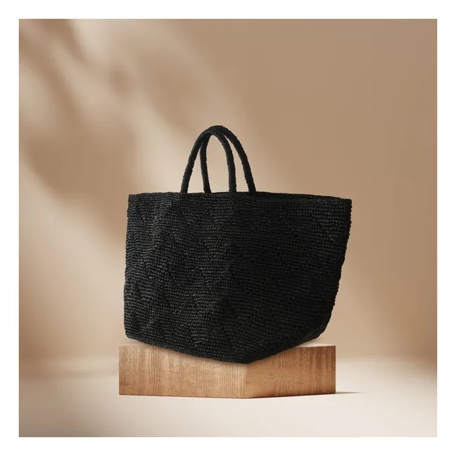 Bolsa de la compra de rafia Toabi | Negro