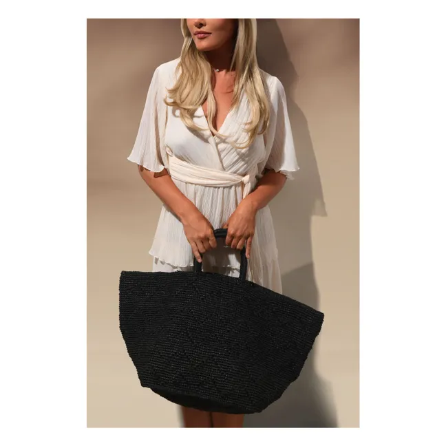 Toabi Raphia Shopping Bag | Black