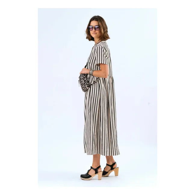 Vestido de rayas Aliya | Negro