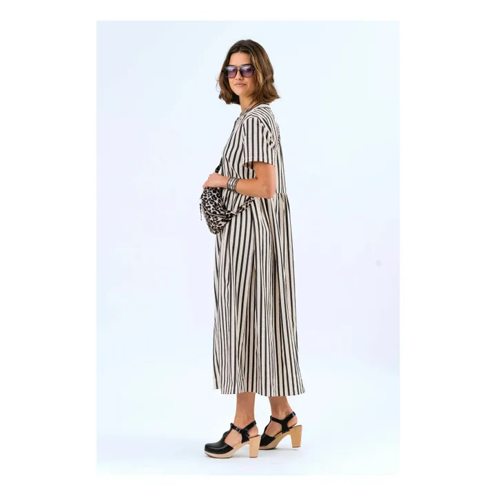 Vestido de rayas Aliya | Negro- Imagen del producto n°2