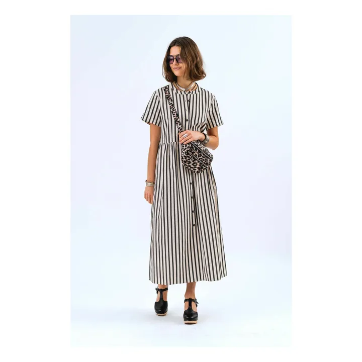 Vestido de rayas Aliya | Negro- Imagen del producto n°1